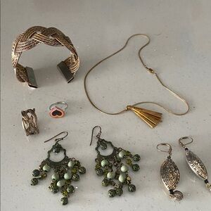 Braided Metal Cuff bangle plus 6 items bundle